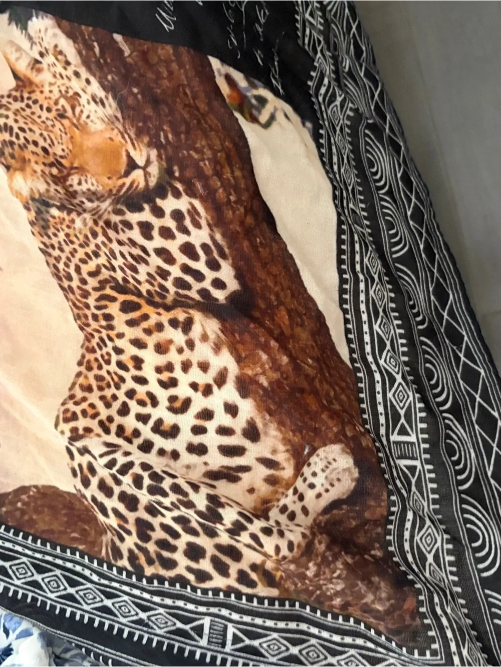 Vintage Ralph Lauren collection safari long scarf shawl zebra postcards